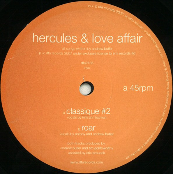 Hercules & Love Affair - Classique #2 / Roar | DFA (dfa2185) - main