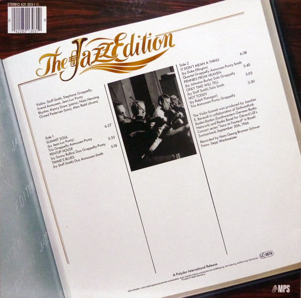 Stéphane Grappelli , Jean-Luc Ponty , Stuff Smith , Svend Asmussen - Violin Summit | MPS Records (821 303-1) - 2