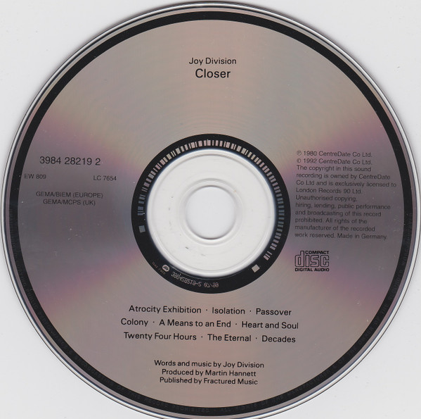 Joy Division - Closer | London Records (3984 28219 2) - 3
