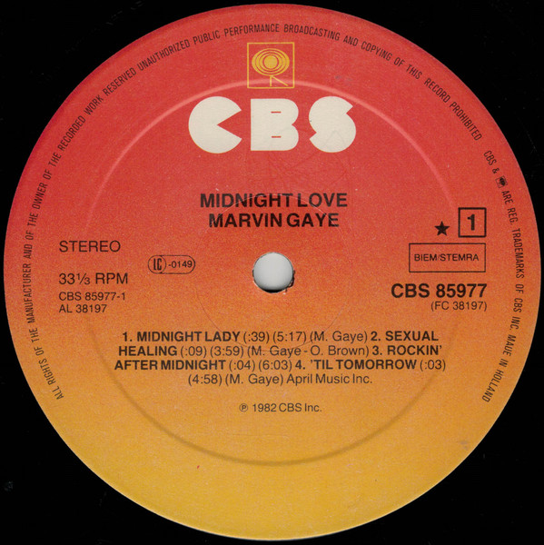 Marvin Gaye - Midnight Love | CBS (CBS 85977) - 3