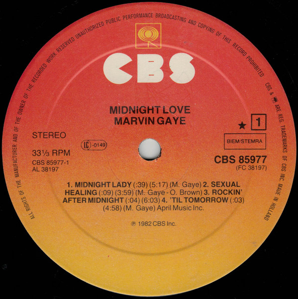 Marvin Gaye - Midnight Love | CBS (CBS 85977)