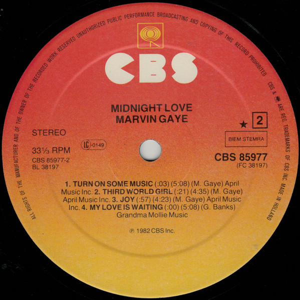 Marvin Gaye - Midnight Love | CBS (CBS 85977) - 4