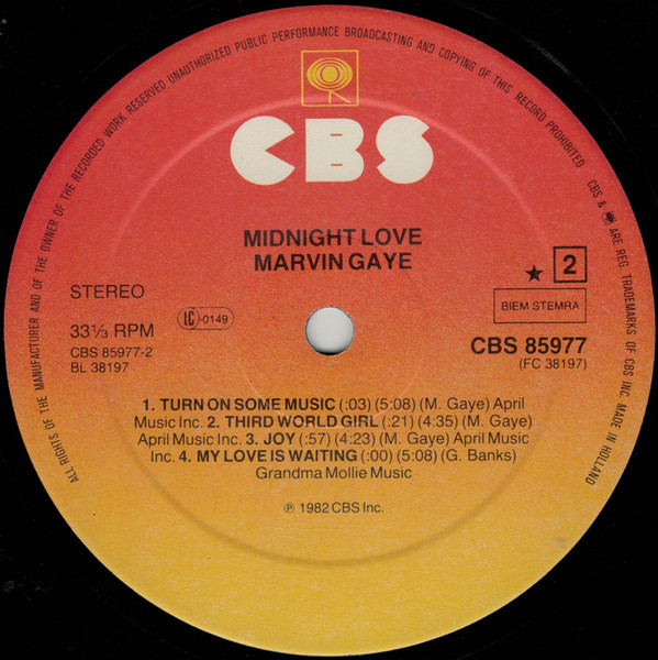 Marvin Gaye - Midnight Love | CBS (CBS 85977) - 2 Marvin Gaye - Midnight Love | CBS (CBS 85977) - 2