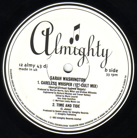 Sarah Washington - Careless Whisper | Almighty Records (12 ALMY 43DJ) - 3 Sarah Washington - Careless Whisper | Almighty Records (12 ALMY 43DJ) - 3