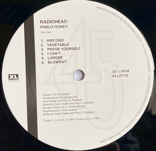 Radiohead - Pablo Honey | XL Recordings (XLLP779) - 4
