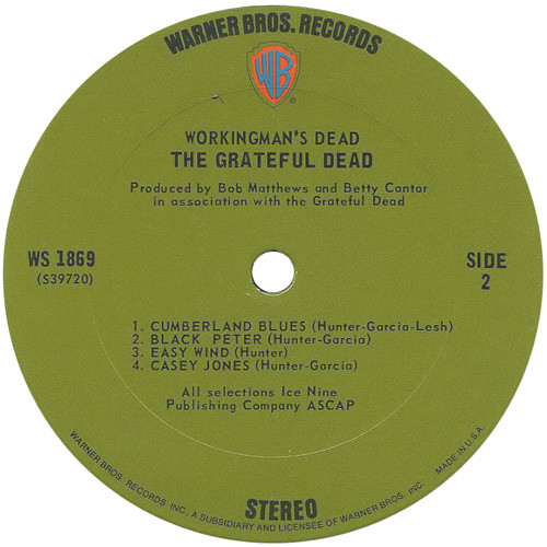 The Grateful Dead - Workingman's Dead | Warner Bros. Records (WS 1869) - 4 The Grateful Dead - Workingman's Dead | Warner Bros. Records (WS 1869) - 4