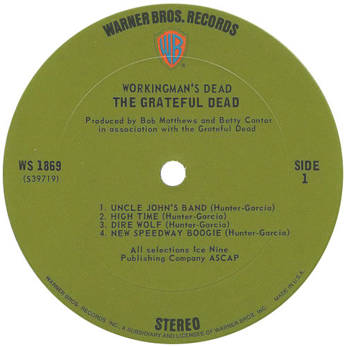 The Grateful Dead - Workingman's Dead | Warner Bros. Records (WS 1869) - 3 The Grateful Dead - Workingman's Dead | Warner Bros. Records (WS 1869) - 3