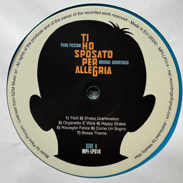 Piero Piccioni - Ti Ho Sposato Per Allegria | Musica Per Immagini (MPI-LP014) - 4 Piero Piccioni - Ti Ho Sposato Per Allegria | Musica Per Immagini (MPI-LP014) - 4