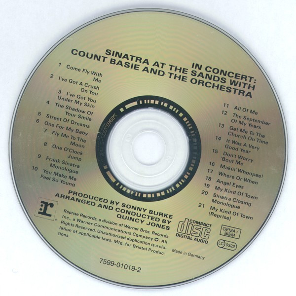 Frank Sinatra With Count Basie Orchestra Arranged & Conducted By Quincy Jones - In Concert: Sinatra At The Sands | Reprise Records (7599-27037-2) - 3 Frank Sinatra With Count Basie Orchestra Arranged & Conducted By Quincy Jones - In Concert: Sinatra At The Sands | Reprise Records (7599-27037-2) - 3