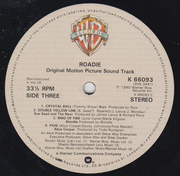 Various - Roadie (Original Motion Picture Sound Track) | Warner Bros. Records (K66093) - 4 Various - Roadie (Original Motion Picture Sound Track) | Warner Bros. Records (K66093) - 4
