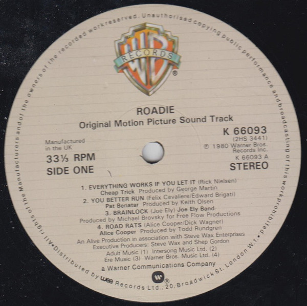 Various - Roadie (Original Motion Picture Sound Track) | Warner Bros. Records (K66093) - 2 Various - Roadie (Original Motion Picture Sound Track) | Warner Bros. Records (K66093) - 2
