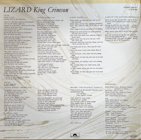 King Crimson - Lizard | Polydor (2344 071) - 2