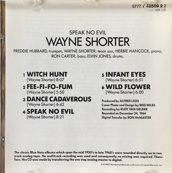 Wayne Shorter - Speak No Evil | Blue Note (0777 7 46509 2 2) - 2