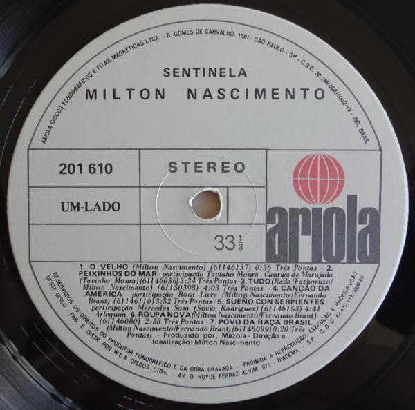 Milton Nascimento - Sentinela | Ariola (201 610) - 3 Milton Nascimento - Sentinela | Ariola (201 610) - 3