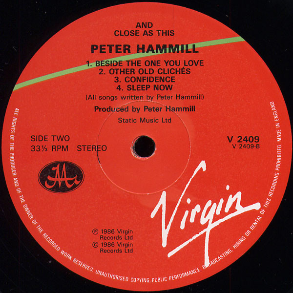 Peter Hammill - And Close As This | Virgin (V2409) - 4