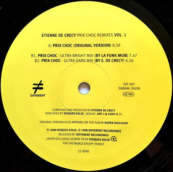 Etienne De Crécy - Prix Choc (Remixes Vol. 1) | Different (DIF 007) - 4 Etienne De Crécy - Prix Choc (Remixes Vol. 1) | Different (DIF 007) - 4