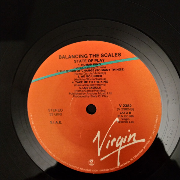 State Of Play - Balancing The Scales | Virgin Dischi S.R.L. (V2382) - 2 State Of Play - Balancing The Scales | Virgin Dischi S.R.L. (V2382) - 2