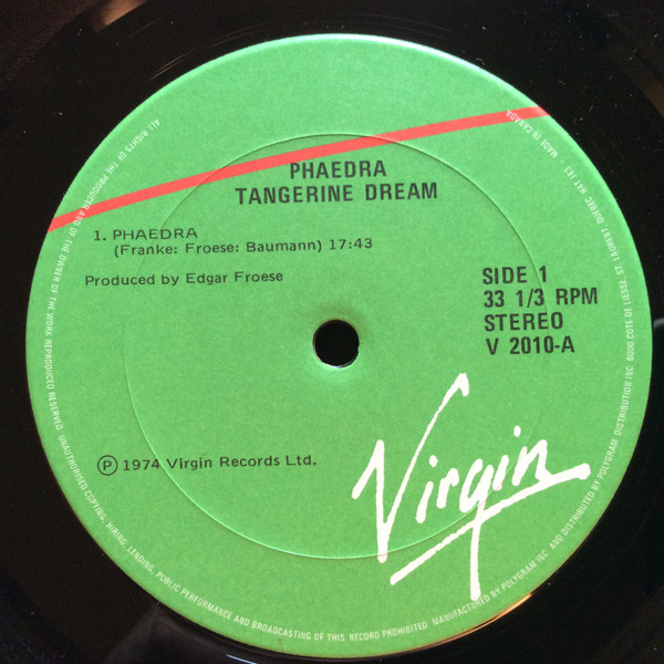 Tangerine Dream - Phaedra | Virgin (V 2010) - 3