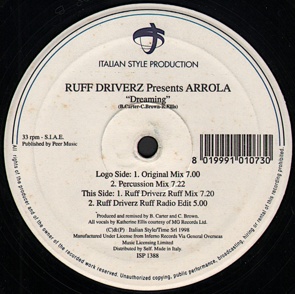 Ruff Driverz Presents Arrola - Dreaming | Italian Style Production (ISP 1388) - main Ruff Driverz Presents Arrola - Dreaming | Italian Style Production (ISP 1388) - main