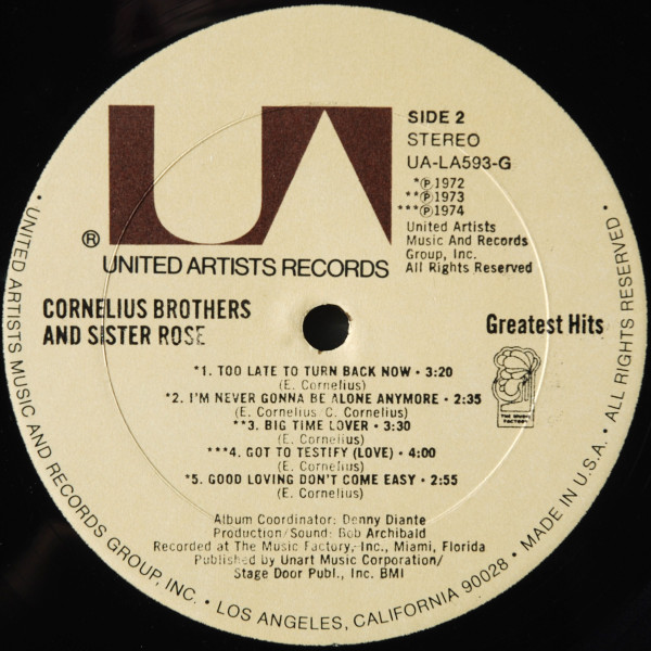 Cornelius Brothers & Sister Rose - Greatest Hits | United Artists Records (UA-LA593-G) - 4 Cornelius Brothers & Sister Rose - Greatest Hits | United Artists Records (UA-LA593-G) - 4