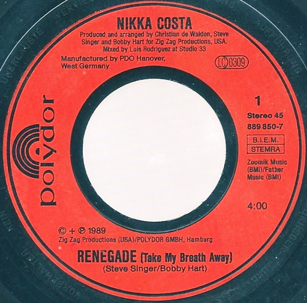 Nikka Costa - Renegade (Take My Breath Away) | Polydor (889 850-7) - 2