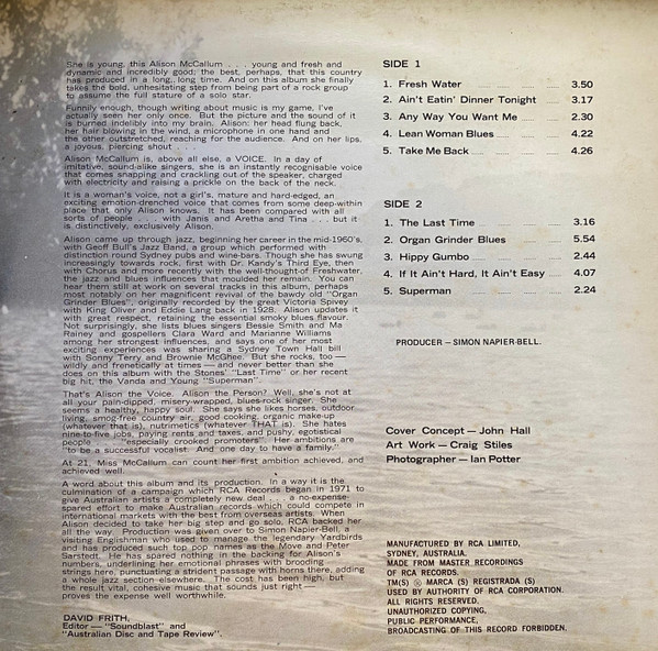 Alison MacCallum - Fresh Water | RCA Victor (SL-102036) - 3 Alison MacCallum - Fresh Water | RCA Victor (SL-102036) - 3