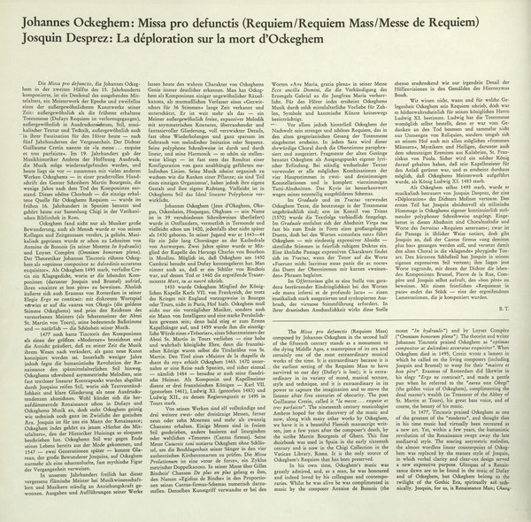 Johannes Ockeghem / Josquin Des Prés - Pro Cantione Antiqua - Missa Pro Defunctis / Déploration Sur La Mort D'Ockeghem | Archiv Produktion (2533 145) - 3