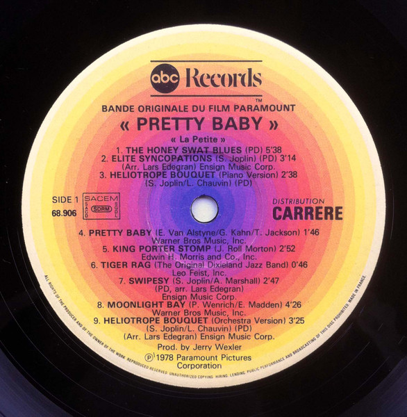 Various - Pretty Baby (Bande Originale Du Film De Louis Malle Paramount Pictures Corporation) = La Petite | Abc Records (A 68.906) - 3
