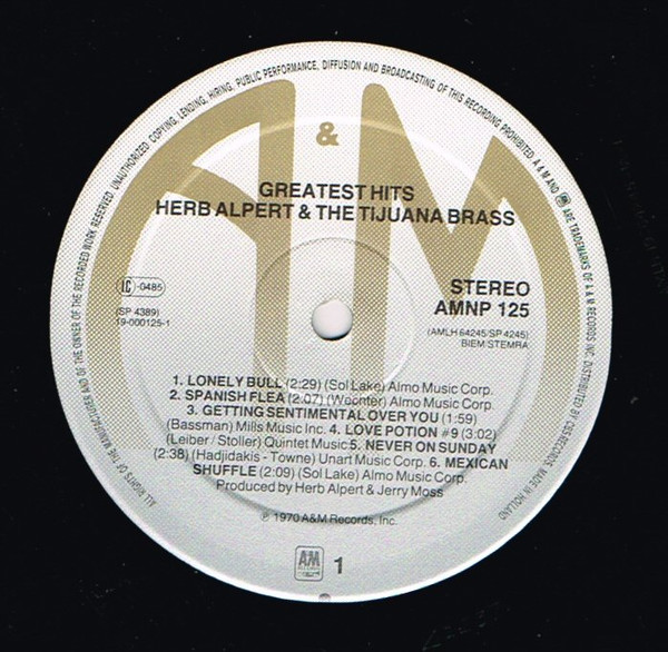 Herb Alpert & The Tijuana Brass - Greatest Hits | A&M Records (AMNP 125) - 3