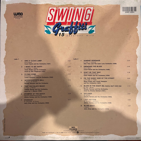 Various - Swing Graffiti 15 Greatest Hits | WEA Italiana S.p.A. (25 6228 1) - 2 Various - Swing Graffiti 15 Greatest Hits | WEA Italiana S.p.A. (25 6228 1) - 2