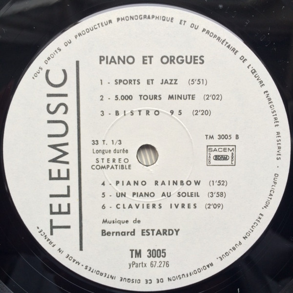 Bernard Estardy - Piano Et Orgues [Vinyl] | Tele Music (TM 3005) - 4