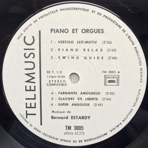 Bernard Estardy - Piano Et Orgues [Vinyl] | Tele Music (TM 3005) - 3