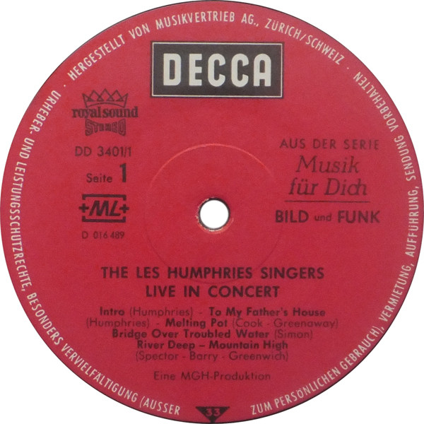Les Humphries Singers - Live In Concert | Decca (DD 3401/1-2) - 3 Les Humphries Singers - Live In Concert | Decca (DD 3401/1-2) - 3