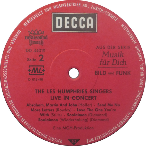 Les Humphries Singers - Live In Concert | Decca (DD 3401/1-2) - 4 Les Humphries Singers - Live In Concert | Decca (DD 3401/1-2) - 4