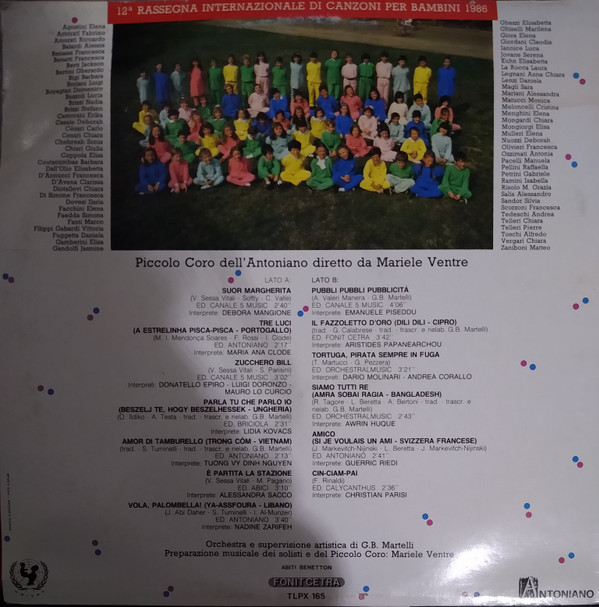 Various , Piccolo Coro Dell'Antoniano - 29° Zecchino D'Oro 1986 | Fonit Cetra (TLPX 165) - 2 Various , Piccolo Coro Dell'Antoniano - 29° Zecchino D'Oro 1986 | Fonit Cetra (TLPX 165) - 2