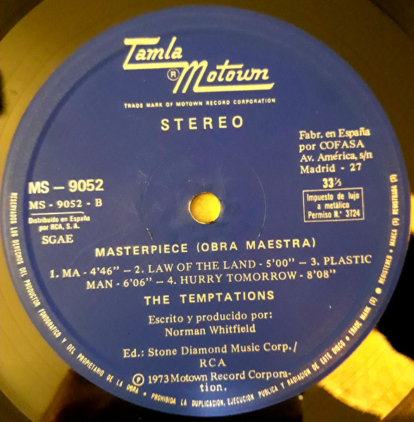 The Temptations - Masterpiece (Obra Maestra) | Tamla Motown (MS-9052) - 4