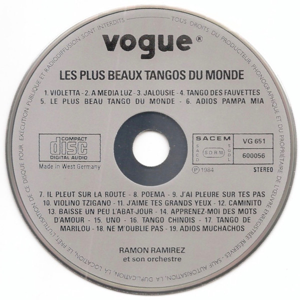 Orchestre De Ramon Ramirez - Les Plus Beaux Tangos Du Monde | Vogue (600056) - 2