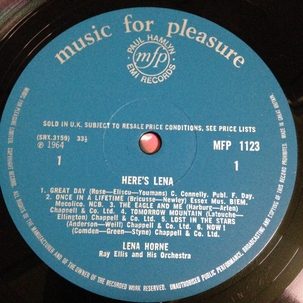 Lena Horne With Ray Ellis And His Orchestra - Here's Lena Horne | Music For Pleasure (MFP 1123) - 3