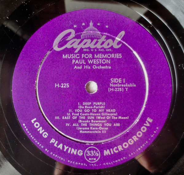 Paul Weston And His Orchestra - Music For Memories | Capitol Records (H225) - 3