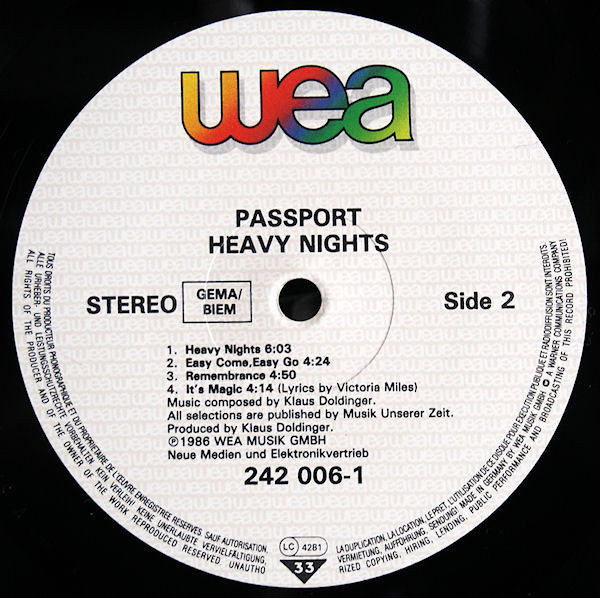 Passport - Heavy Nights | WEA (242 006-1) - 4