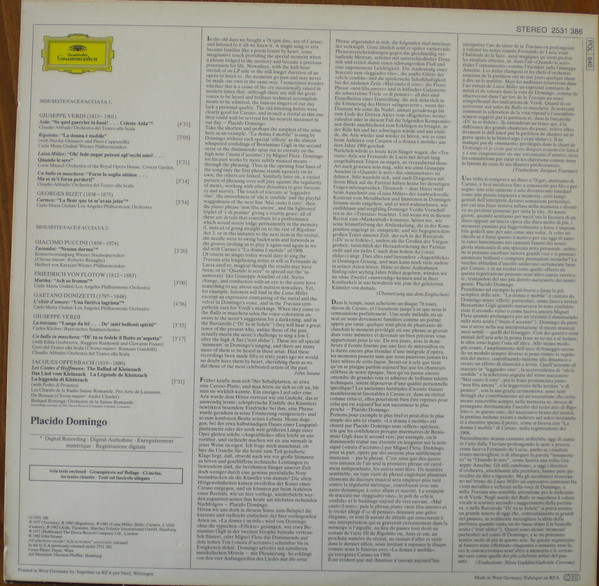 Placido Domingo - The Best Of Domingo | Deutsche Grammophon (2531 386) - 2