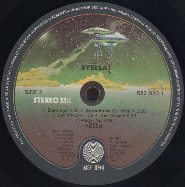 Yello - Stella | Vertigo (822 820-1) - 4