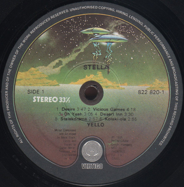 Yello - Stella | Vertigo (822 820-1) - 3