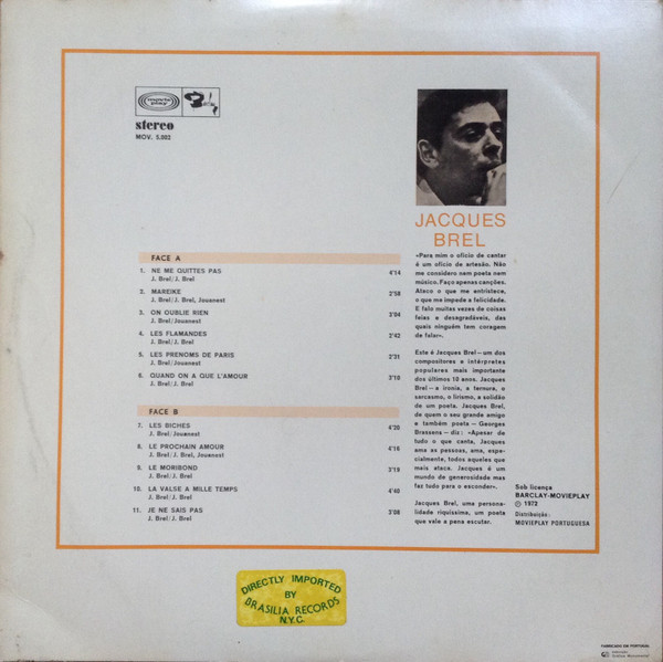 Jacques Brel - Jacques Brel | Barclay (MOV. 5.002) - 2
