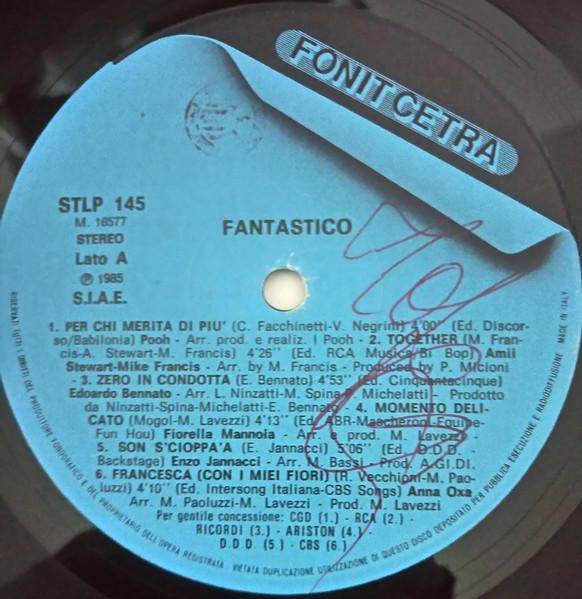 Various - Fantastico | Fonit Cetra (STLP145) - 3