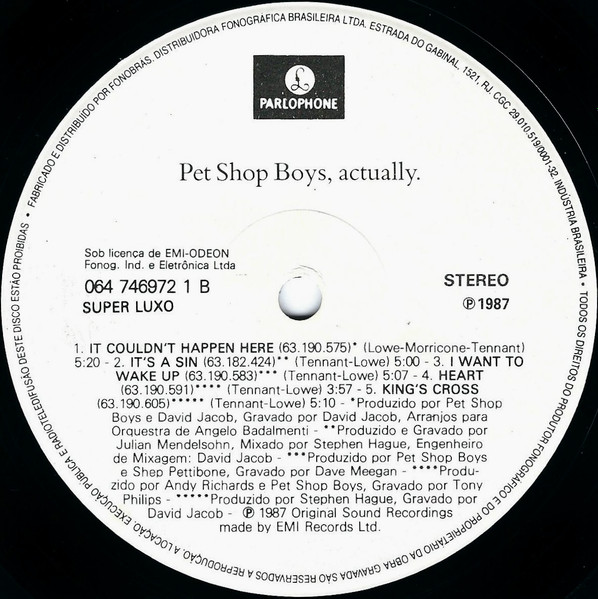 Pet Shop Boys - Actually | Parlophone (064 746972 1) - 4 Pet Shop Boys - Actually | Parlophone (064 746972 1) - 4