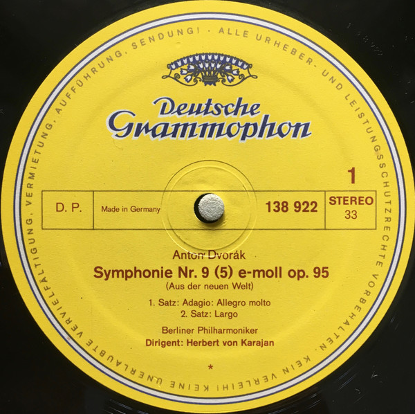 Antonín Dvořák - Berliner Philharmoniker · Herbert von Karajan - »Aus Der Neuen Welt« - »From The New World« - Symphonie Nr.9 (5) Op. 95 | Deutsche Grammophon (138 922) - 3