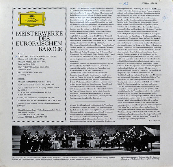 Johann Pachelbel · Tomaso Albinoni · Jean-Philippe Rameau · Henry Purcell · Johann Sebastian Bach - Meisterwerke Des Europäischen Barock | Deutsche Grammophon (135 054) - 2 Johann Pachelbel · Tomaso Albinoni · Jean-Philippe Rameau · Henry Purcell · Johann Sebastian Bach - Meisterwerke Des Europäischen Barock | Deutsche Grammophon (135 054) - 2