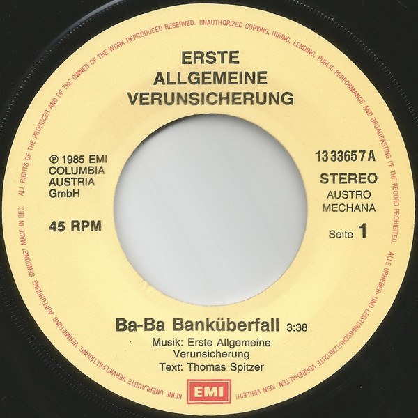 EAV (Erste Allgemeine Verunsicherung) - Ba Ba Banküberfall | EMI (13 3365 7) - 3