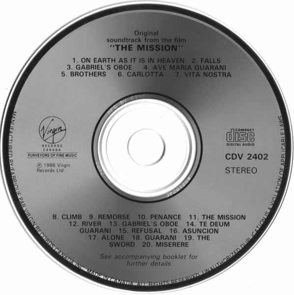 Ennio Morricone - The Mission (Original Soundtrack From The Film) [CD] | Virgin Records Canada Inc. (CDV 2402) - 3